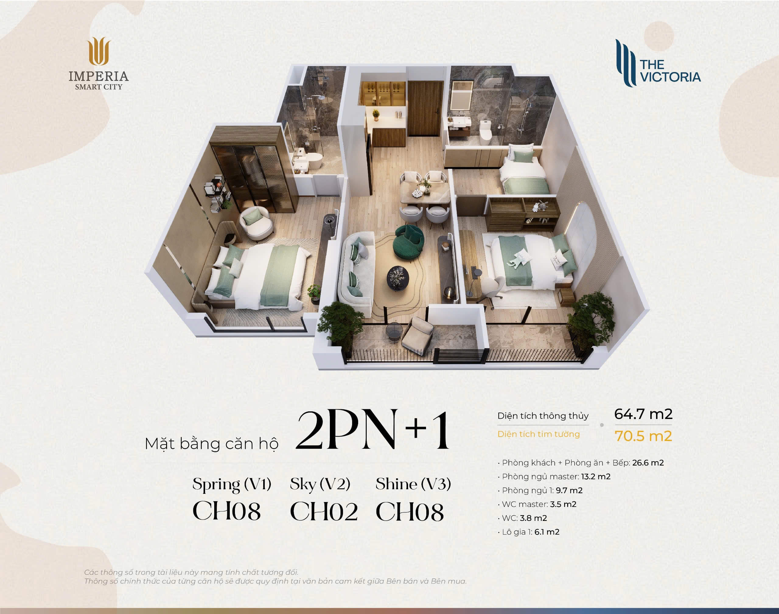 căn hộ 2pn+ 64m2 của chủ đầu tư MIK